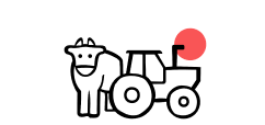 Ícono de un tractor y una vaca